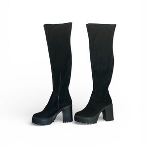 Diba Black Over the Knee Platform Boots/Heels